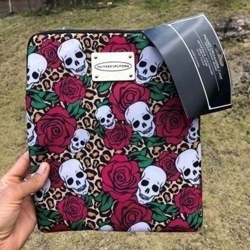 Chinese Laundry Padded iPad Sleeve Case Leopard Rose Skull Rockabilly NWT